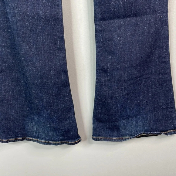 ABERCROMBIE & FITCH Flare Jeans Blue Dark Wash Distressed Mid Rise Y2K Size 8 - Picture 10 of 11